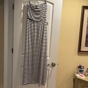Altar'd State Black and White Striped Maxi Dress